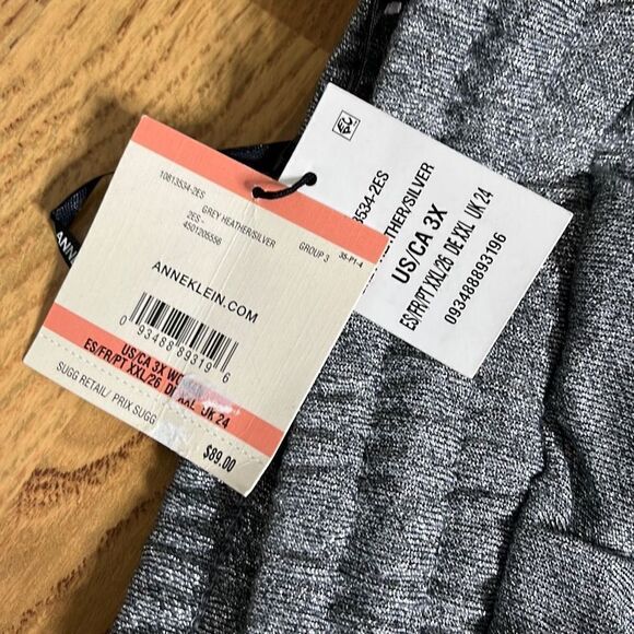 Anne Klein Womens Jogger Pants Elastic Waist Mid Rise Silver Size 3X NWT - Picture 8 of 14